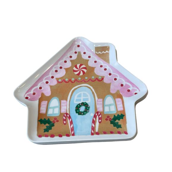 Cupcakes and Cashmere Pastel Gingerbread Shape Melamine Snack Plate Set of 4 - Picture 11 of 12